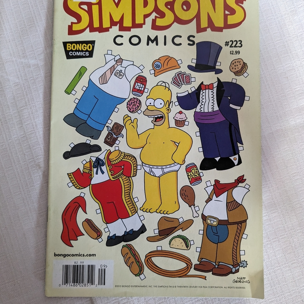 Simpsons comic #223 Bongo Comics Matt Groening 2015 Homer Bart